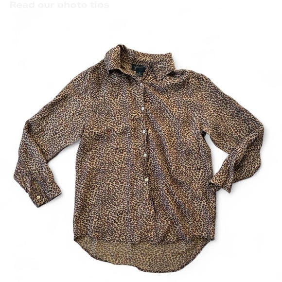 Tops - Filament Vintage silk leopard print button up blouse 100% silk size small